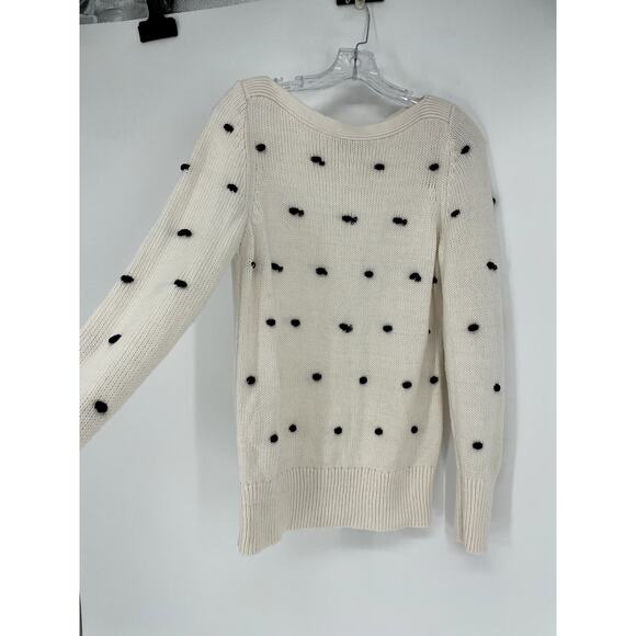 loft Polkadot Cream Knit Sweater Size Medium - Picture 4 of 7